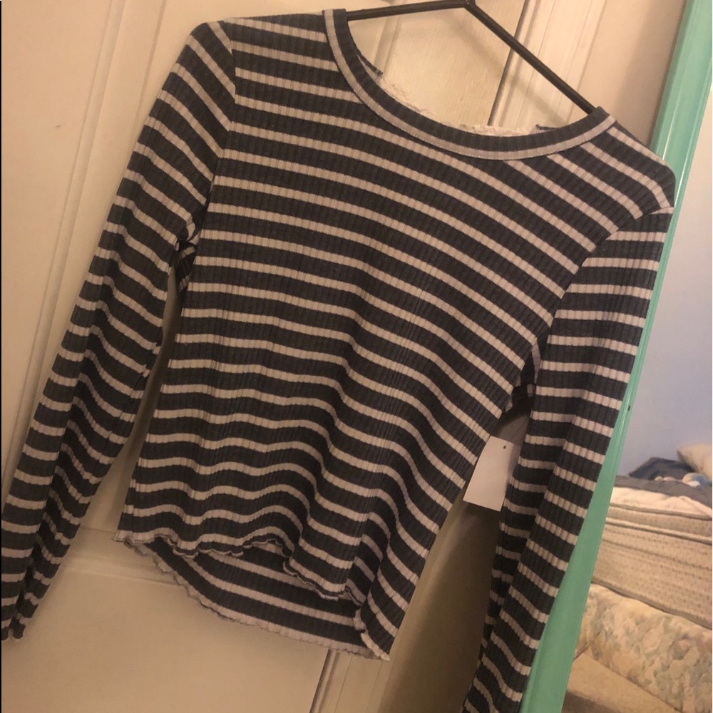 NWT Grey Striped Long Sleeve Shirt
